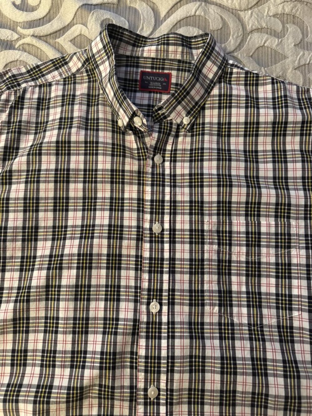UNTUCKit Multi-colored Plaid Button Down 100% Cotton Men's Long Sleeve Shirt XL
